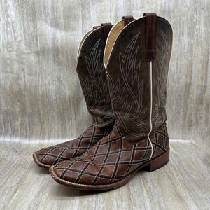 HP Brown Plaid Leather Cowboy Boots. #HP1082. Size 13D  Excellent Condition.‎